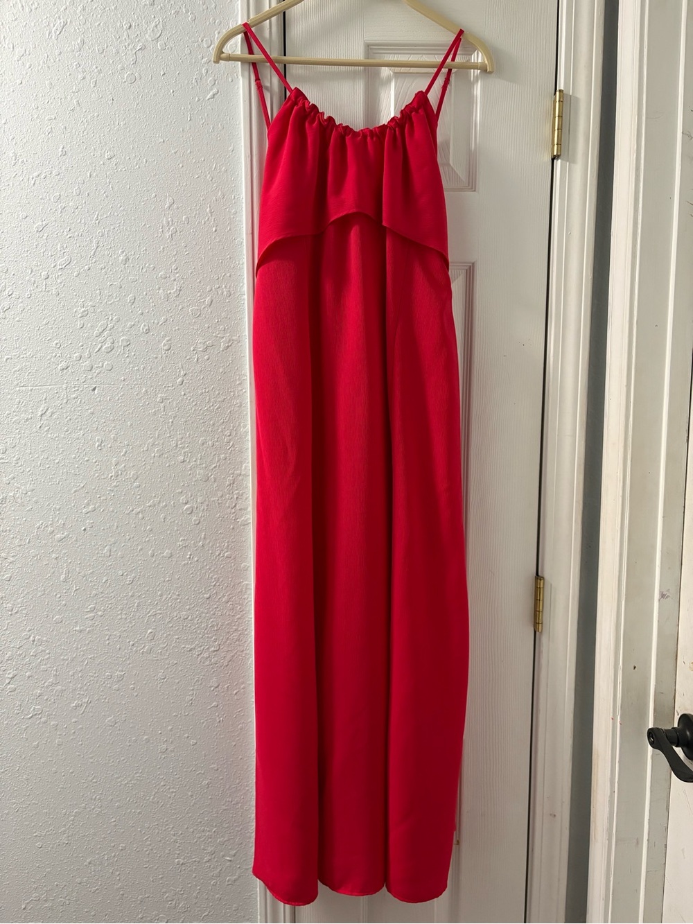 Emporio Armani Bright Redish Pink Maxi Dress with Spaghetti Straps